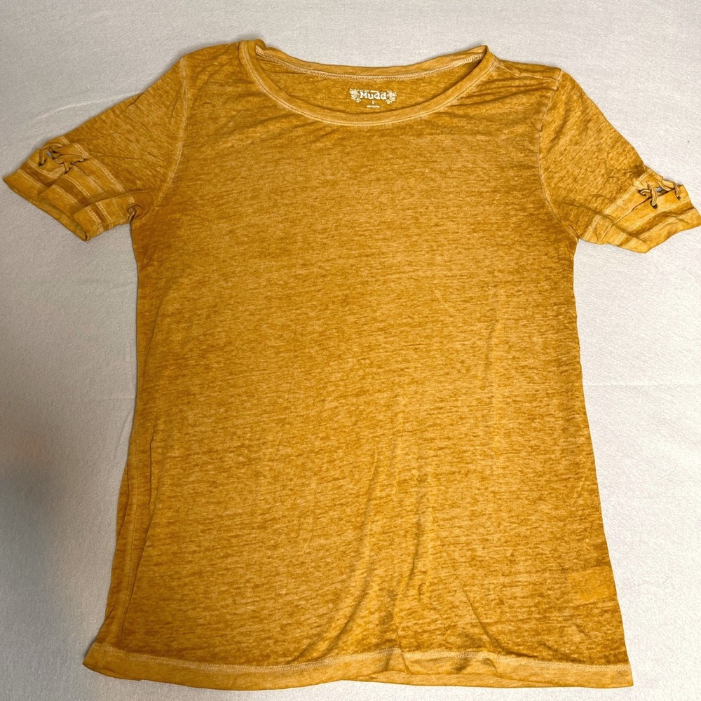 Mudd Y2K‎ Golden Mustard Yellow Burnout T Shirt - Picture 2 of 7